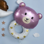 Шар (27''/69 см) Фигура, Погремушка Медвежонок, Розовый, 1 шт., 23740