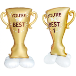 Шар 3D (61''/155 см) Фигура на подставке, Кубок, Ты Лучший, №1, Золото, Сатин, 1 шт. в уп., 24822