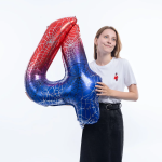 Шар (40''/102 см) Цифра, 4 Героическая тема, Красный/Синий, 1 шт. в уп., 26974