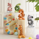 Шар (23''/58 см) Цифра на подставке, 5 Зверята, Зебра, 1 шт. в уп., 24655