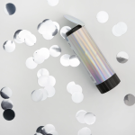 Хлопушка пружинная (4/10 см), Круги фольга, Серебро, 1 шт., 823178