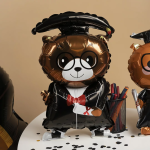 Шар с клапаном (17''/43 см) Мини-фигура, Мишка Выпускник, 1 шт., 24583