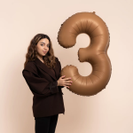 Шар (40''/102 см) Цифра, 3 Slim, Шоколад, Матовый, 1 шт. в уп., B901913MCH