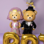 Шар с клапаном (17''/43 см) Мини-фигура, Медвежонок Невеста, 1 шт., 23624