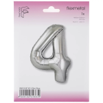 Шар (40''/102 см) Цифра, 4 Slim, Серебро, 1 шт. в уп., B901914P