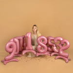 Шар (32''/81 см) Цифра на подставке, 2, Розовый, 1 шт. в уп., 24142