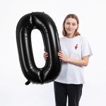 Шар (40''/102 см) Цифра, 0, Черный, Металлик, 1 шт. в уп., 27350