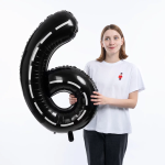 Шар (40''/102 см) Цифра, 6 Пит-Стоп, Черный, 1 шт. в уп., 23666