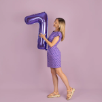 Шар (40''/102 см) Цифра, 7, Сиреневый, Металлик, 1 шт. в уп., 24217