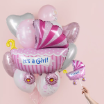 Шар (13''/33 см) Мини-фигура, Коляска для девочки, Розовый, 1 шт., 902741