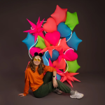 Шар 3D (26''/66 см) Звезда, Составная, Розовый, Неон, 1 шт. в уп., 26226