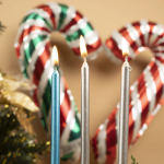 Свечи Синий/Серебро, Металлик, 0,6*14 + 2 см, 6 шт. с держат., 802937