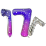 Шар (34''/86 см) Цифра, 7 Сияющий космос, Сиреневый, Градиент, 1 шт. в уп., 131027