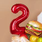 Шар (40''/102 см) Цифра, 2 Slim, Красный, Металлик, 1 шт. в уп., B901912R