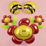 Шар (15''/38 см) Мини-цветок, Солнечная улыбка, Красный, 1 шт., 902548R