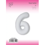 Шар (40''/102 см) Цифра, 6 Slim, Белый, Матовый, 1 шт. в уп., B901916MB