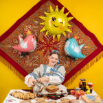 Шар (24''/61 см) Фигура, Птичка в короне, Голубой, 1 шт., 23354