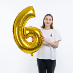 Шар (34''/86 см) Цифра, 6 ЭКО, Золото, 1 шт. в уп., 29686