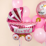 Шар (37''/94 см) Фигура, Коляска для девочки, Розовый, 1 шт. в уп., 19872P