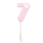 Свеча Цифра, 7 Белое сердечко, на шпажке, Розовый, 4,5 + 4 см, 1 шт. с держат., 802837