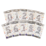 Шар (32''/81 см) Цифра на подставке, 3, Серебро, 1 шт. в уп., 24133