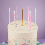 Свечи Точки и полосы, Розовый/Золото, Металлик, 0,55*14,5 см, 10 шт., 630266