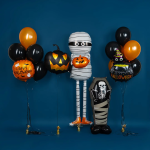 Шар 3D (51''/130 см) Фигура на подставке, Скелет в гробу, Черный, 1 шт. в уп., 24698