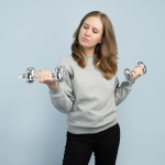 Шар с клапаном (13''/33 см) Мини-фигура, Гантель, Серебро, 5 шт. в уп. (цв.этик.), 27416S5