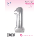 Шар (40''/102 см) Цифра, 1 Slim, Серебро, 1 шт. в уп., C901911P