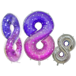 Шар (34''/86 см) Цифра, 8 Сияющий космос, Сиреневый, Градиент, 1 шт. в уп., 131028