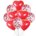 Шар (12''/30 см) Сердце, Красный (015), пастель, 50 шт., 628158