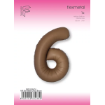 Шар (40''/102 см) Цифра, 6 Slim, Шоколад, Матовый, 1 шт. в уп., B901916MCH