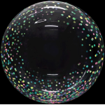 Шар (20''/51 см) Сфера, Deco Bubble, Разноцветное конфетти, Прозрачный, Кристалл, 1 шт. в уп., 5102032