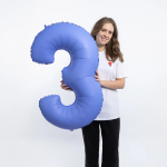 Шар (40''/102 см) Цифра, 3, Голубой Лотос, Матовый, 1 шт. в уп., 400300MLUB-P