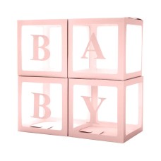 Набор коробок для шаров, Baby, Нежно-розовый, 30*30*30 см, 4 шт. в упак. , 617654