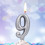 Свеча Цифра, 9, Серебро, 6 см, 1 шт., 3139