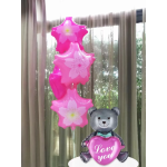 Шар (30''/76 см) Фигура 3D, Сидячий мишка с сердцем, Серый, 1 шт. в уп., 23205