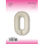 Шар (40''/102 см) Цифра, 0 Slim, Кремовый Латте, Матовый, 1 шт. в уп., B901910MCL
