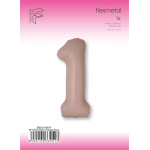 Шар (40''/102 см) Цифра, 1 Slim, Винтажная роза, Матовый, 1 шт. в уп., B901911MVR