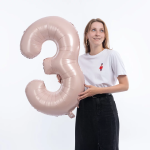 Шар (40''/102 см) Цифра, 3, Винтажная роза, Сатин, 1 шт. в уп., 26713