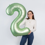 Шар (40''/102 см) Цифра, 2, Авокадо, Сатин, 1 шт. в уп., 24312