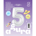 Шар (40''/102 см) Цифра, 5 Slim, Белый блеск, 1 шт. в уп., 941568