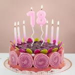 Свеча Цифра, 1 Воздушная серия, Розовый, 6 + 11 см, 1 шт. с держат., 802891