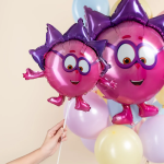 Шар с клапаном (17''/43 см) Мини-фигура, Смешарики, Ежик, 5 шт. в уп., 515116