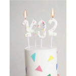 Свеча Цифра, 4 Сладкое конфетти, на шпажке, Белый, 5 + 7 см, 1 шт. с держат., 802844