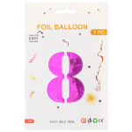 Шар (40''/102 см) Цифра, 8, Фуше, Металлик, 1 шт. в уп., 24228