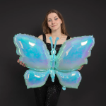 Шар (38''/97 см) Фигура, Бабочка (надув воздухом), Голубой, Хамелеон, 1 шт. в уп., 24985