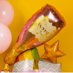 Шар 3D (48''/122 см) Фигура на подставке, Шампанское и бокал, Розовый, 1 шт. в уп., 24617