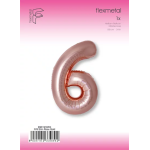 Шар (40''/102 см) Цифра, 6 Slim, Розовое Золото, Металлик, 1 шт. в уп., B901916RG