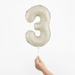 Шар с клапаном (16''/41 см) Мини-цифра, 3, Белый песок, Сатин, 1 шт., 26153